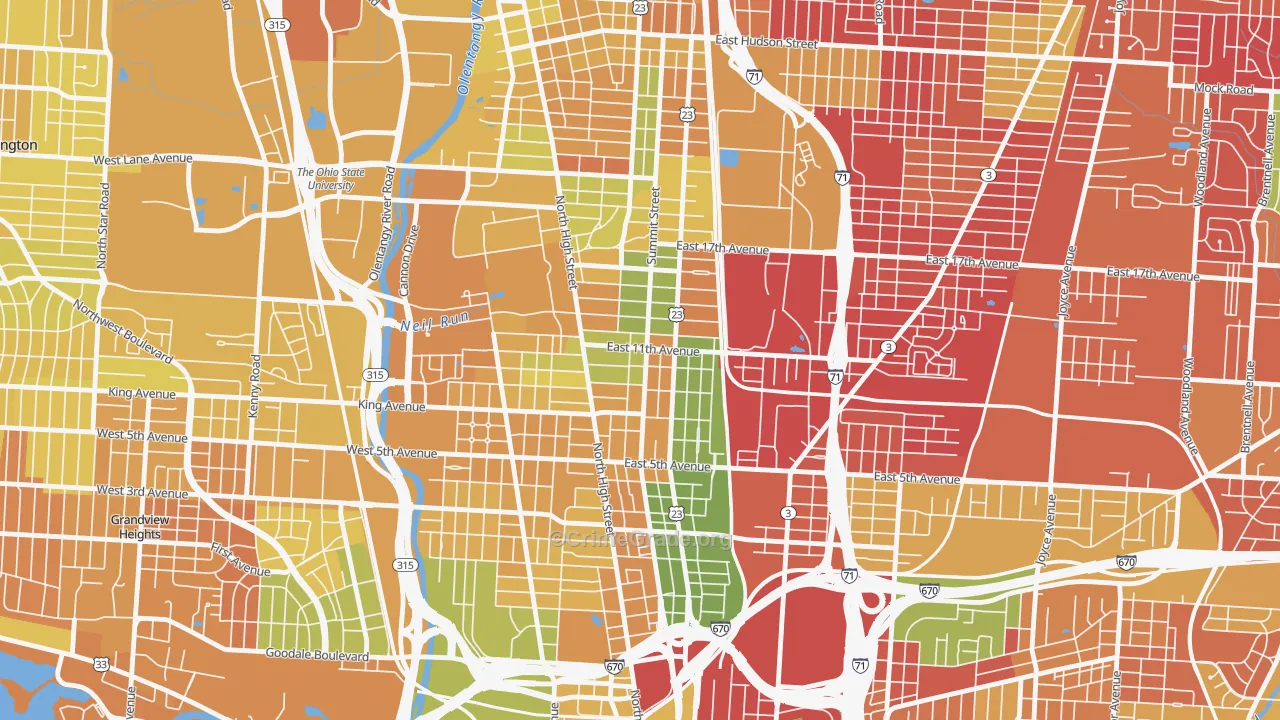 Weinland Park, Columbus, OH Map of Murder Rates