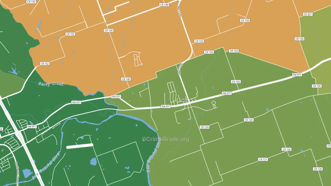 Weir, TX Map of Murder Rates