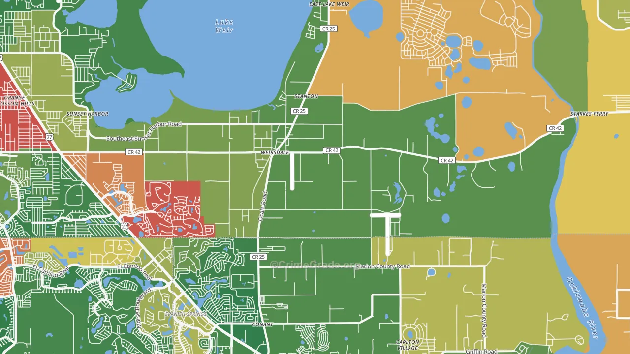 Weirsdale, FL Map of Murder Rates