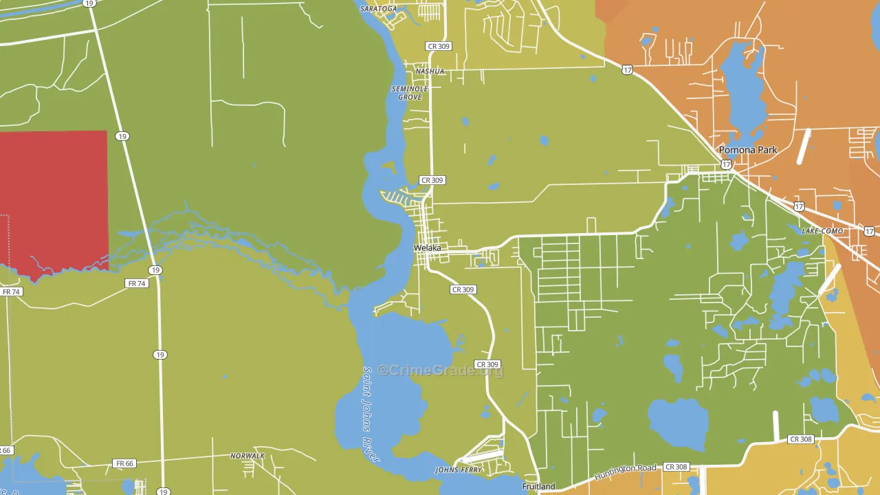 Welaka, FL Map of Murder Rates