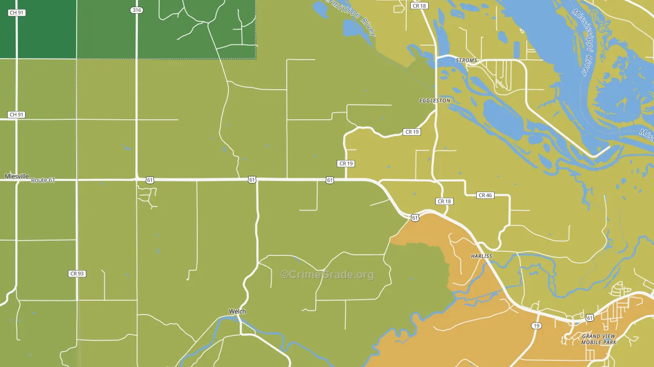 Welch, MN Map of Murder Rates