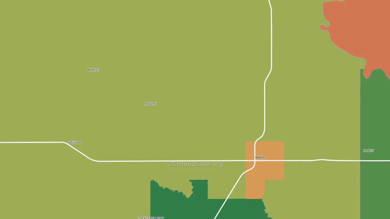 Welch, OK Map of Murder Rates