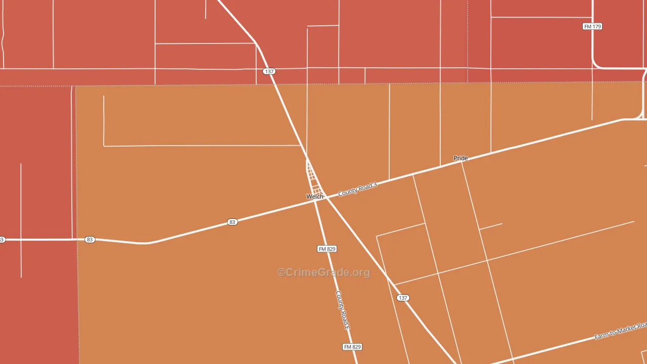 Welch, TX Map of Murder Rates