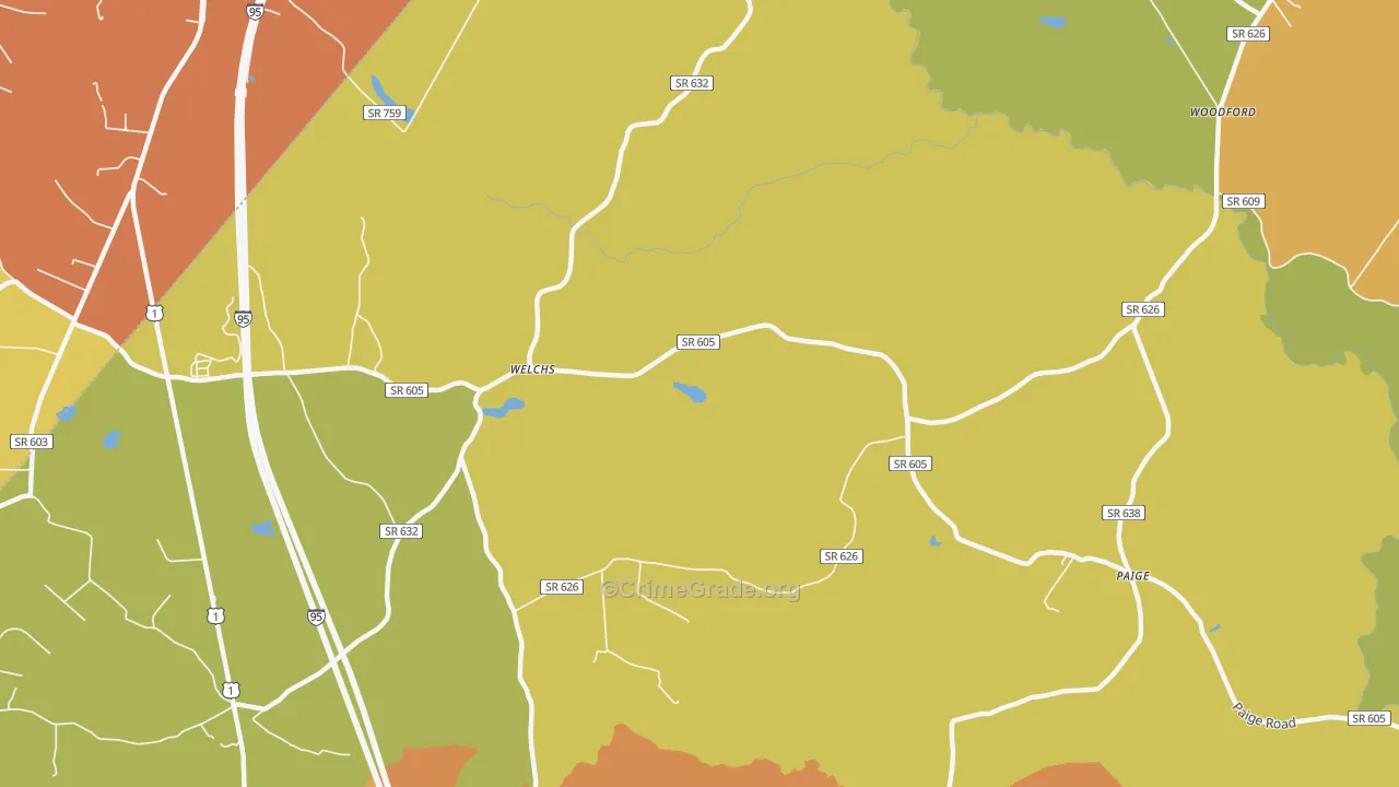 Welchs, VA Map of Murder Rates