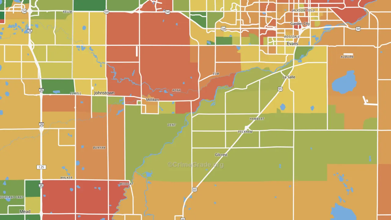 Weld County, CO Map of Murder Rates