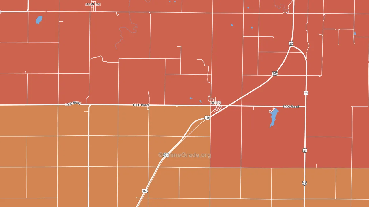 Welda, KS Map of Murder Rates