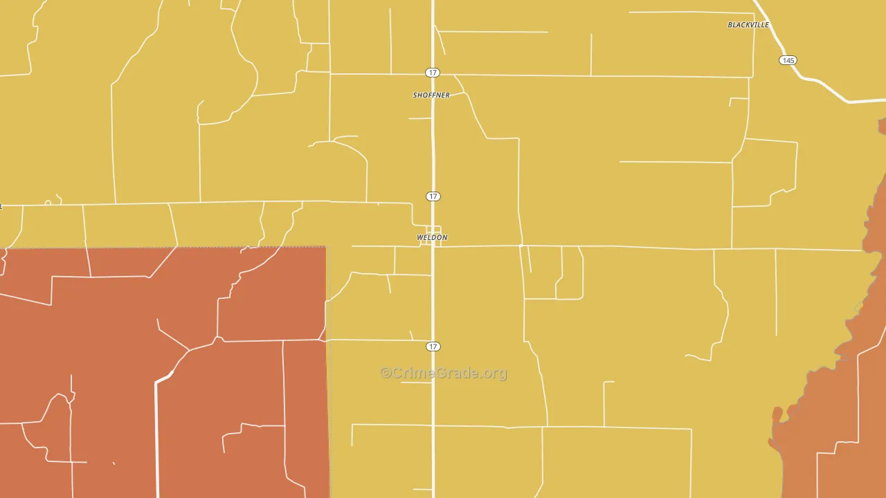 Weldon, AR Map of Murder Rates