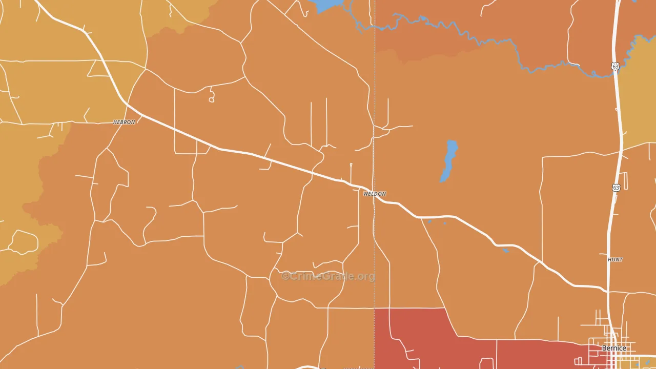 Weldon, LA Map of Murder Rates