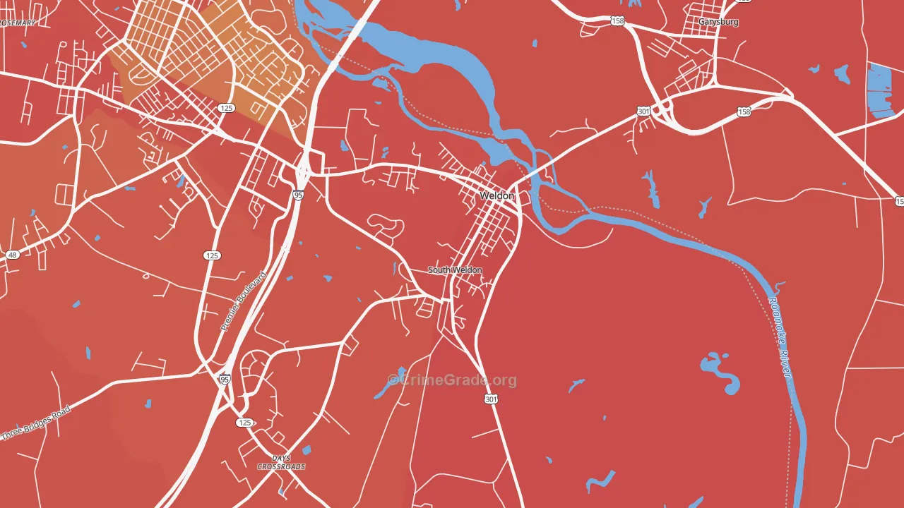 Weldon, NC Map of Murder Rates