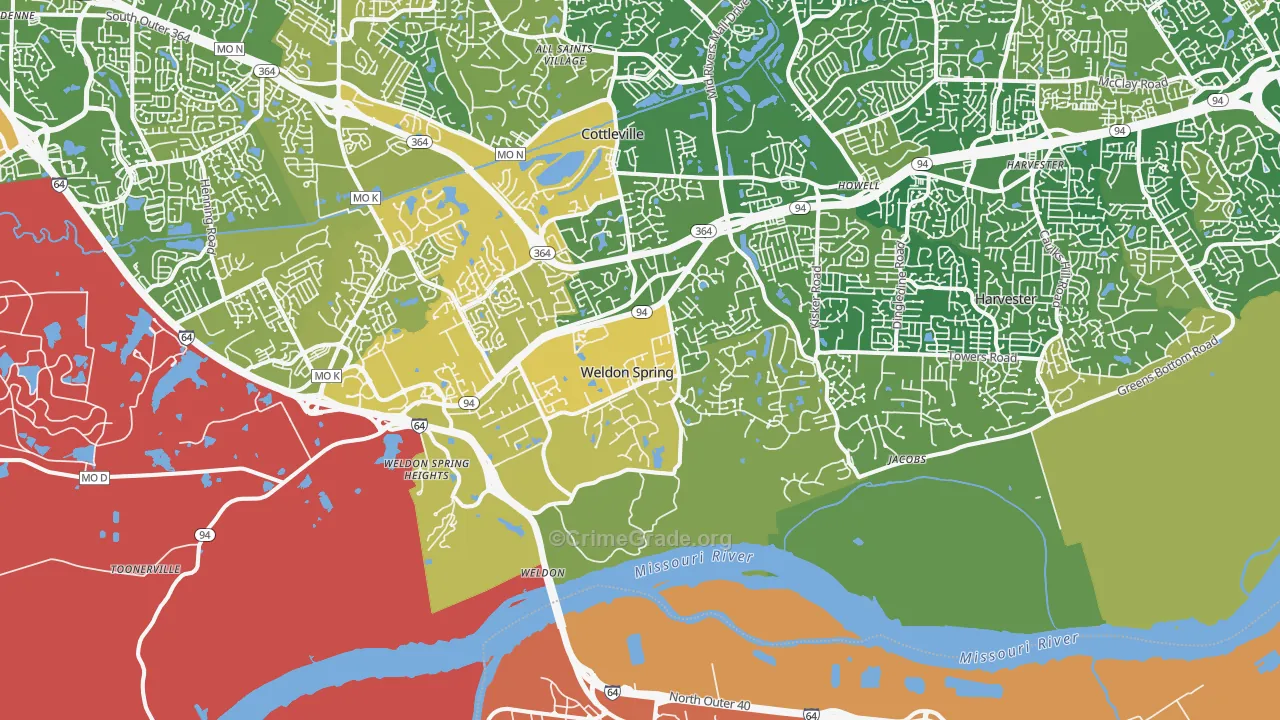 Weldon Spring, MO Map of Murder Rates