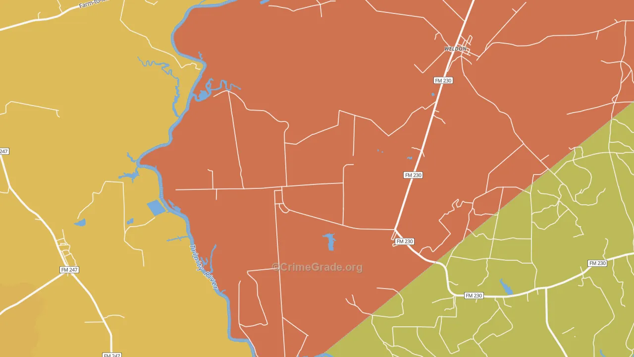 Weldon, TX Map of Murder Rates
