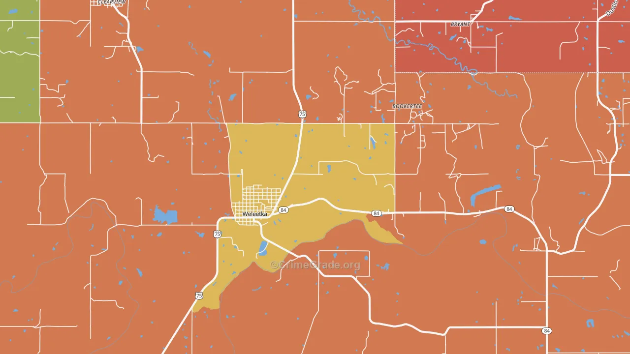 Weleetka, OK Map of Murder Rates