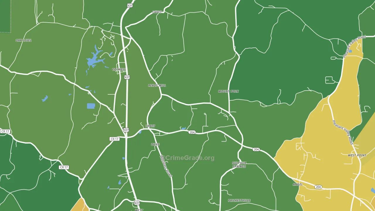 Wellington, AL Map of Murder Rates