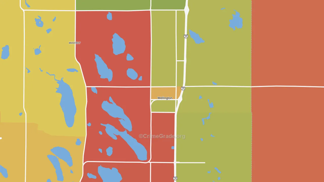 Wellington, CO Map of Murder Rates