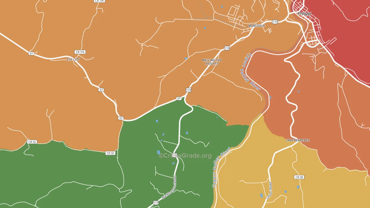 Wellington Heights, WV Map of Murder Rates