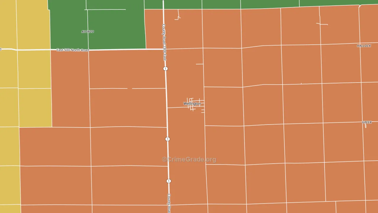 Wellington, IL Map of Murder Rates
