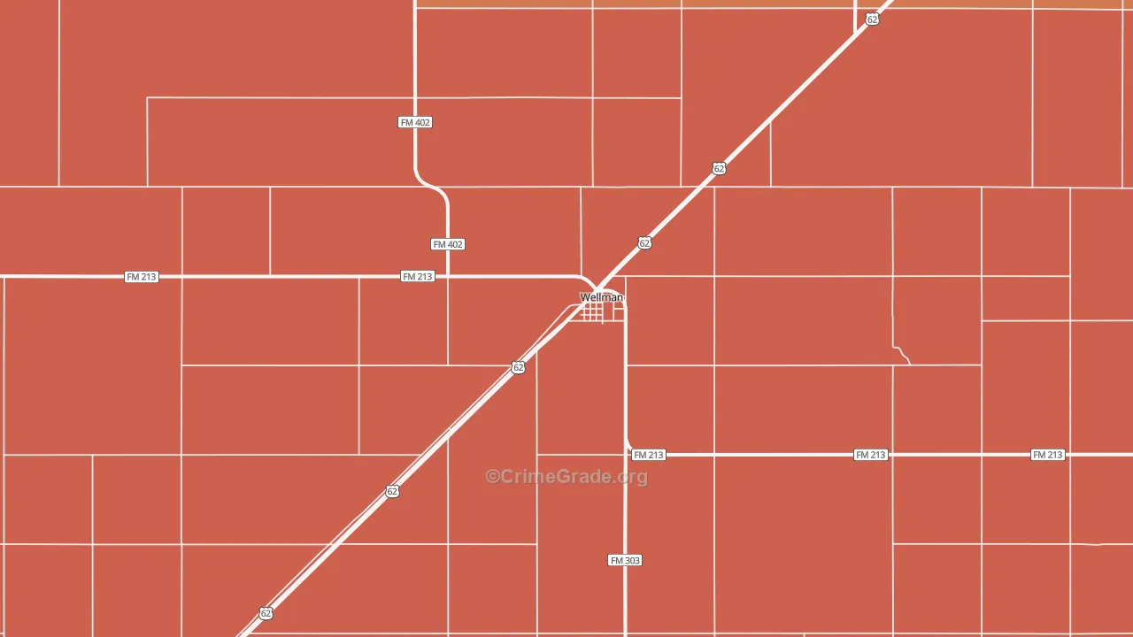 Wellman, TX Map of Murder Rates