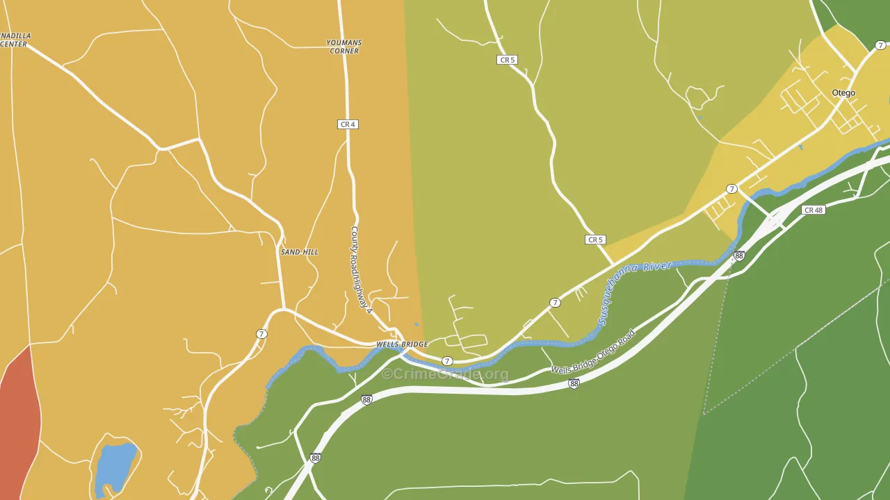 Wells Bridge, NY Map of Murder Rates