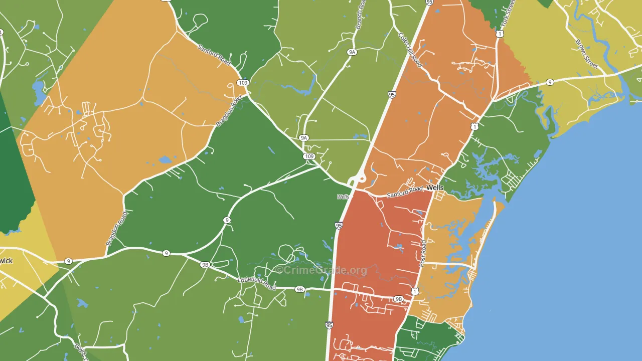 Wells, ME Map of Murder Rates