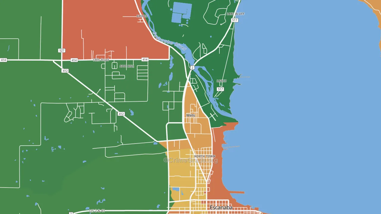 Wells, MI Map of Murder Rates