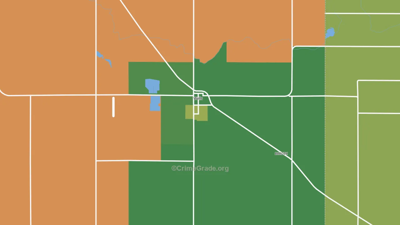 Wells, MN Map of Murder Rates