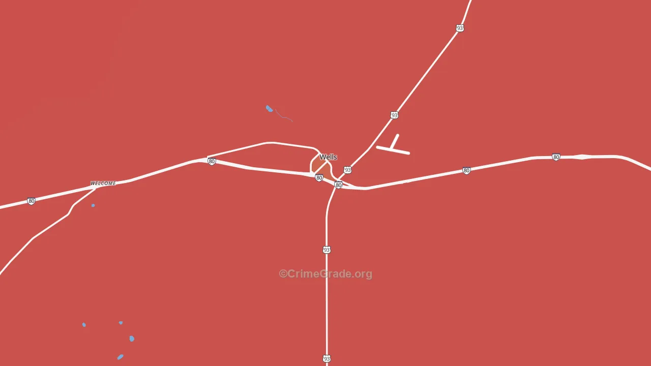 Wells, NV Map of Murder Rates
