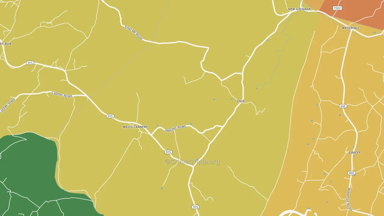 Wells Tannery, PA Map of Murder Rates
