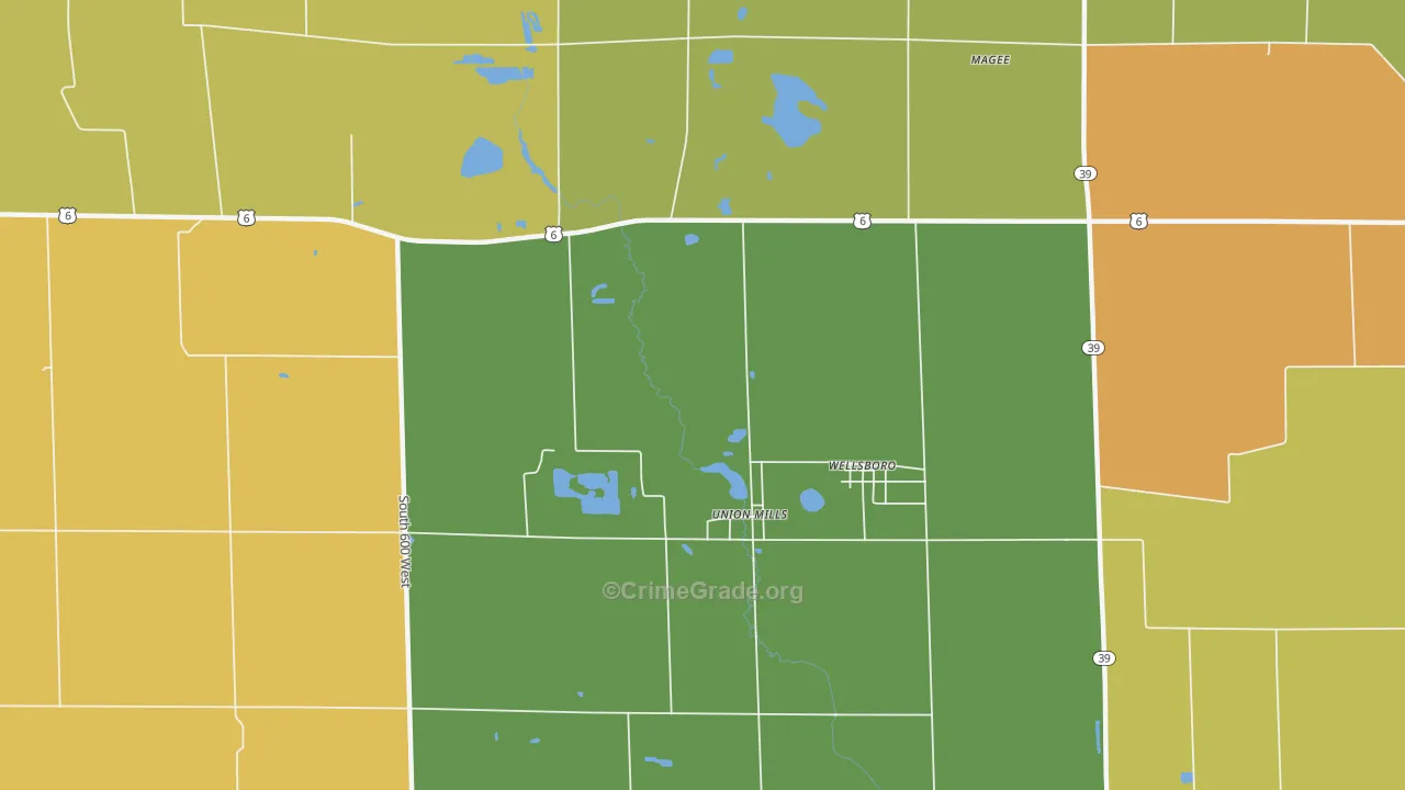 Wellsboro, IN Map of Murder Rates