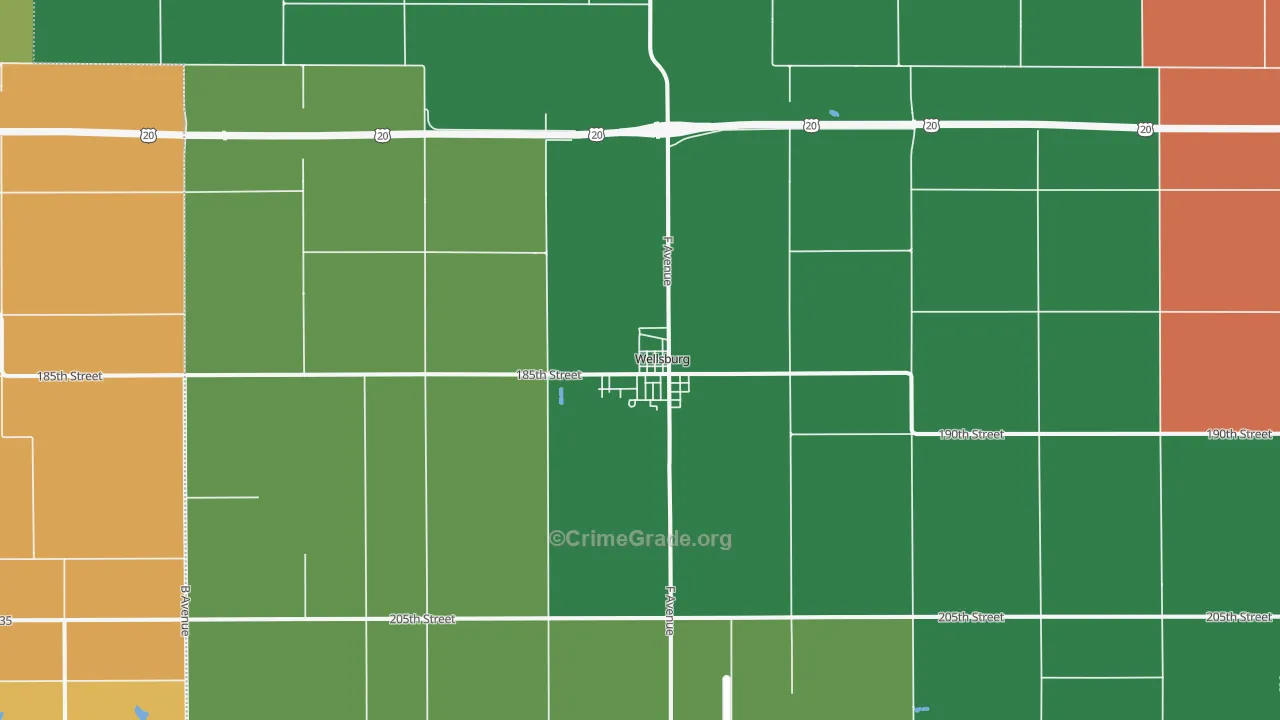Wellsburg, IA Map of Murder Rates