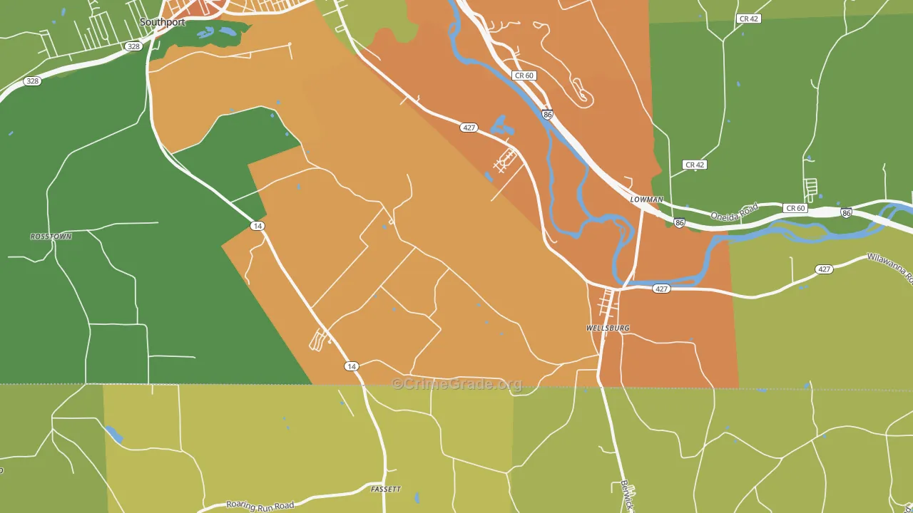 Wellsburg, NY Map of Murder Rates