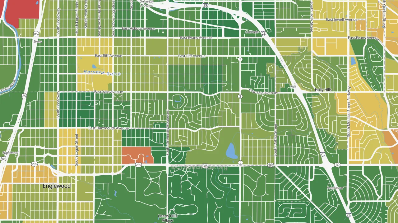 Wellshire, Denver, CO Map of Murder Rates