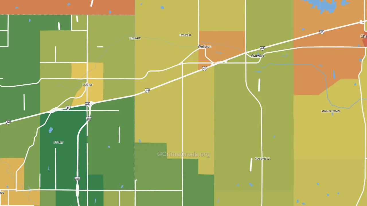Wellston, OK Map of Murder Rates