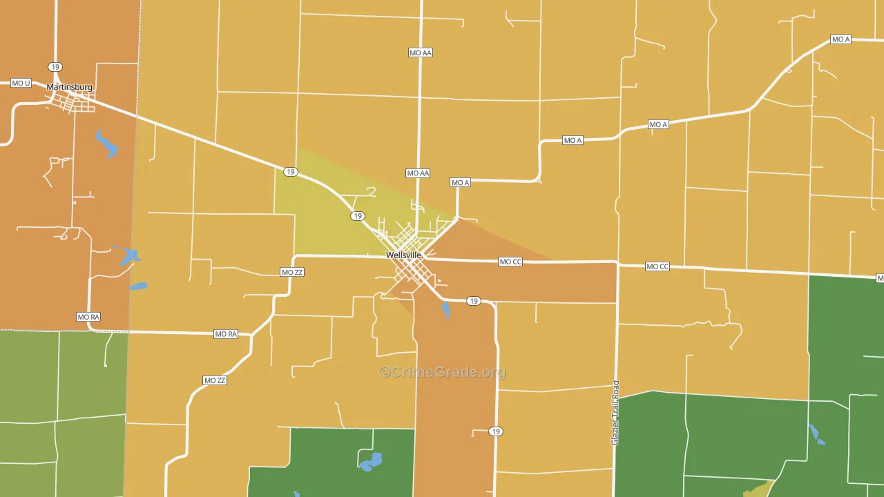 Wellsville, MO Map of Murder Rates