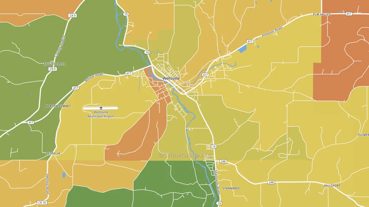 Wellsville, NY Map of Murder Rates