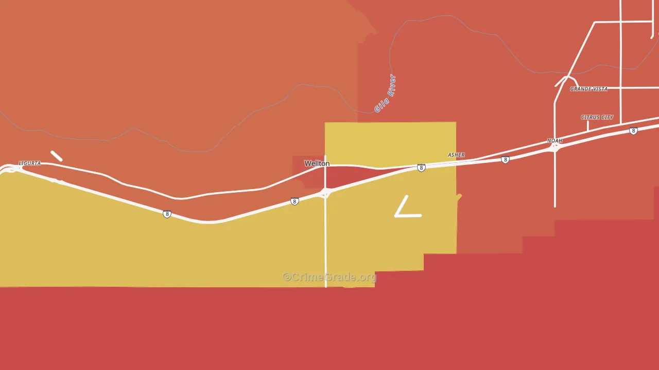 Wellton, AZ Map of Murder Rates