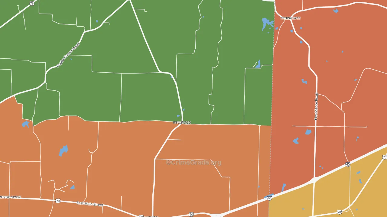 Wellwood, TN Map of Murder Rates
