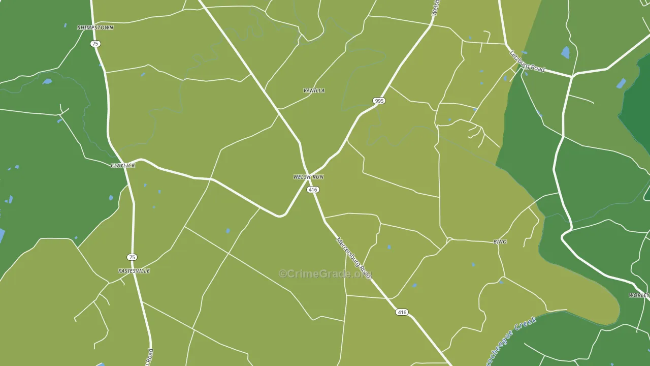 Welsh Run, PA Map of Murder Rates