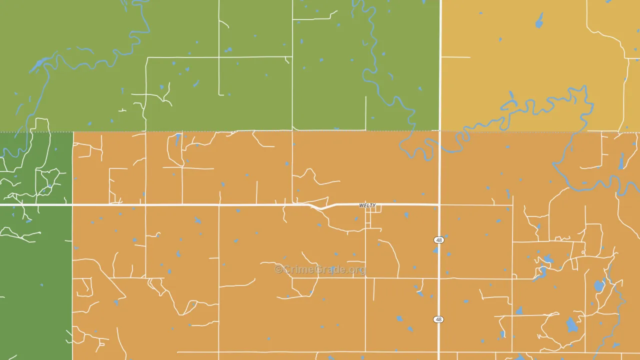 Welty, OK Map of Murder Rates