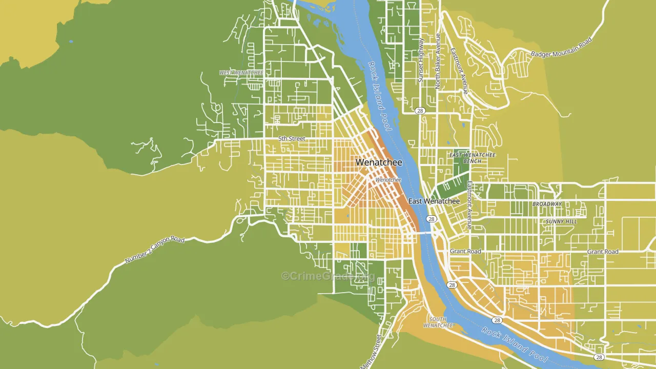 Wenatchee, WA Map of Murder Rates