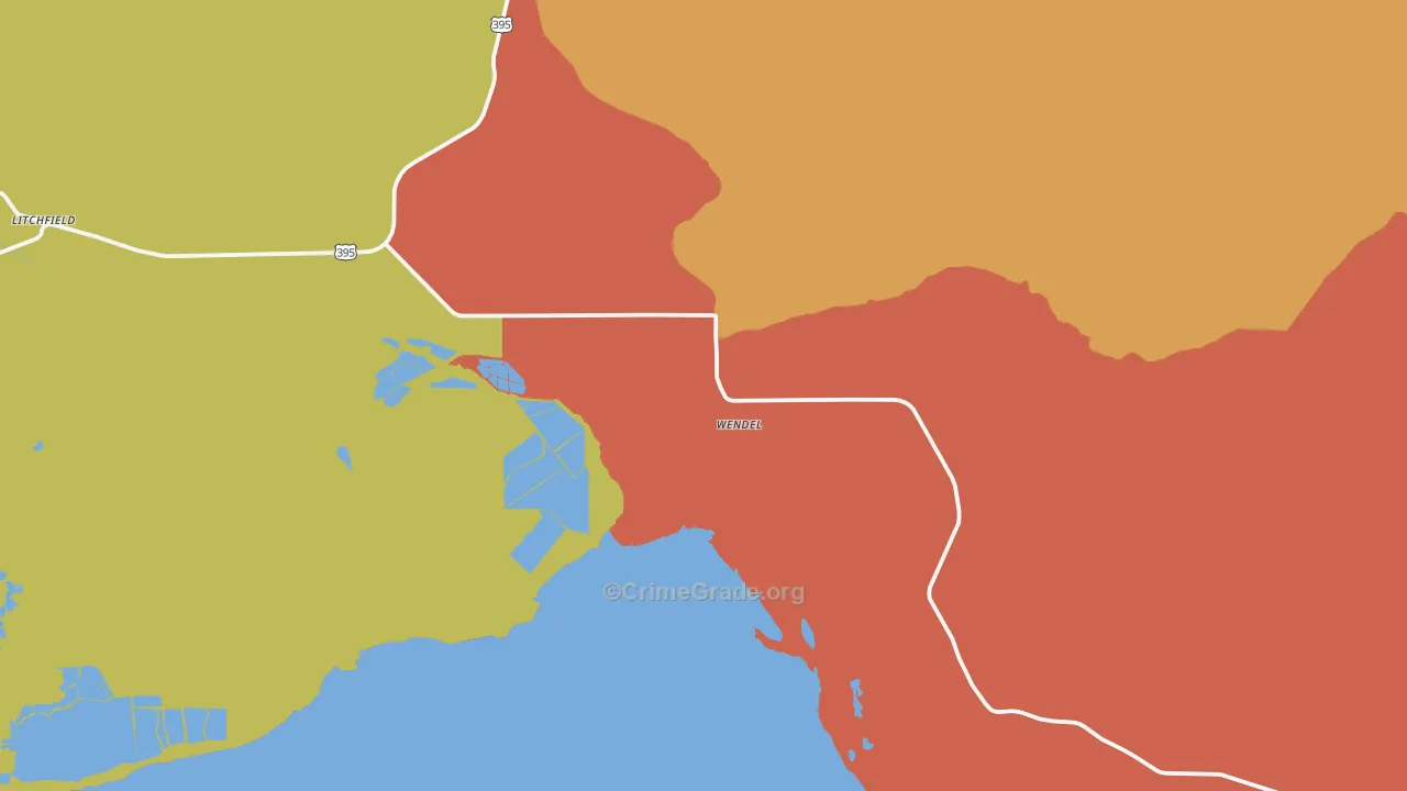 Wendel, CA Map of Murder Rates