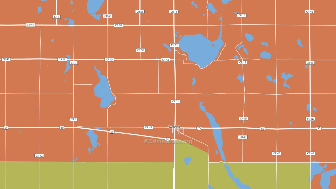 Wendell, MN Map of Murder Rates