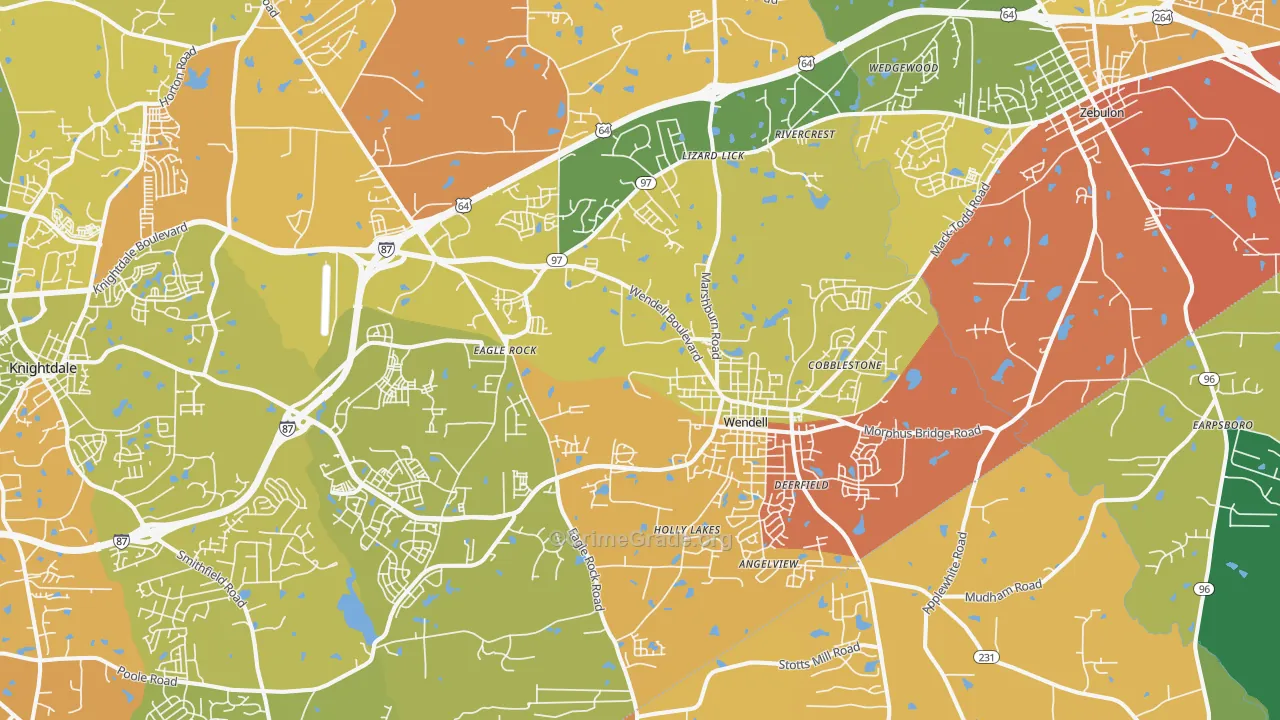 Wendell, NC Map of Murder Rates