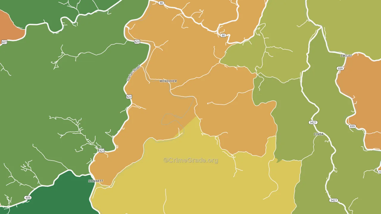 Wendover, KY Map of Murder Rates
