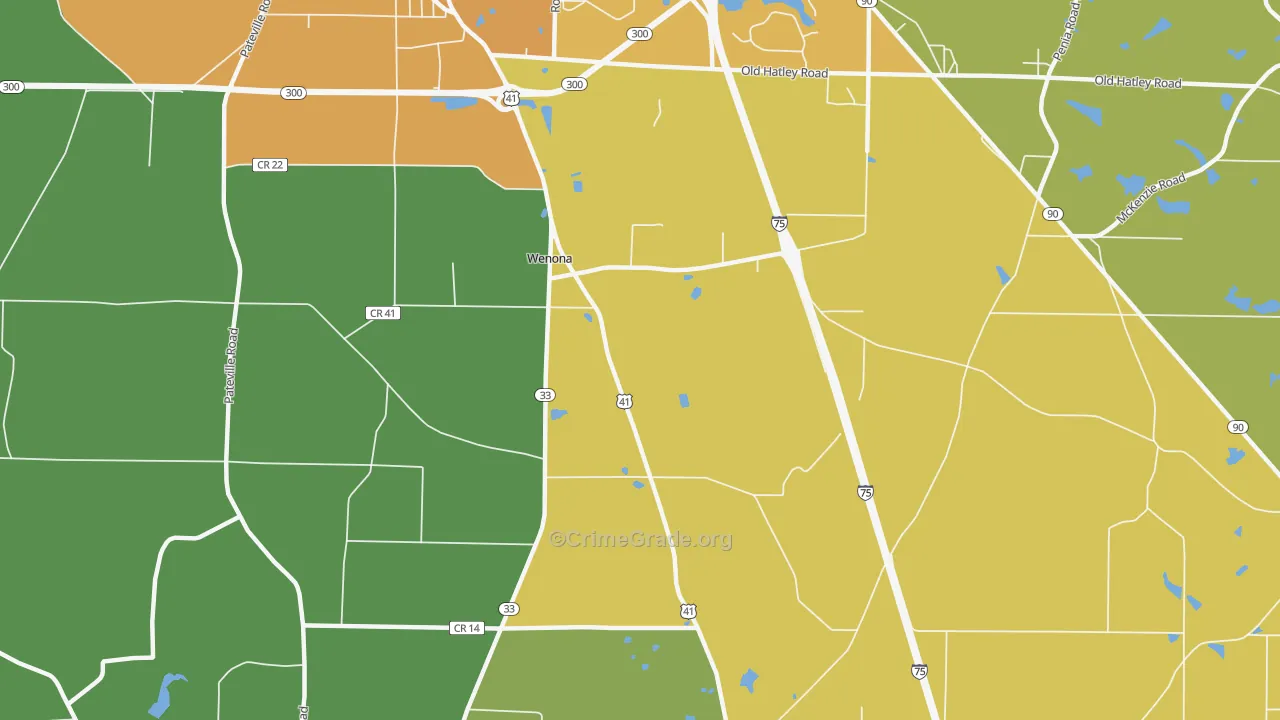 Wenona, GA Map of Murder Rates