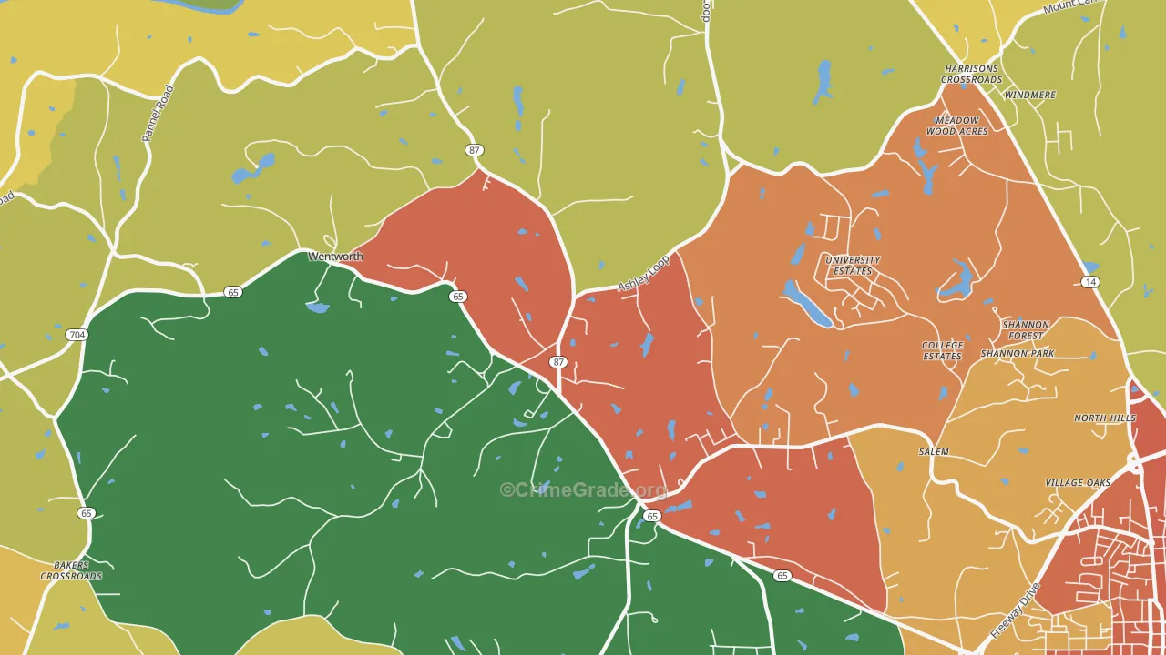 Wentworth, NC Map of Murder Rates