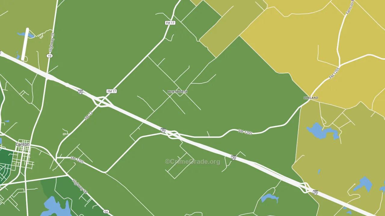 Wentworth, TX Map of Murder Rates