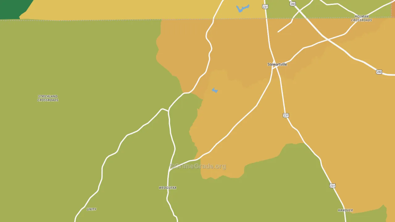 Weogufka, AL Map of Murder Rates