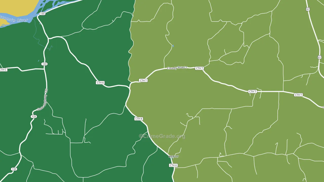 Werley, WI Map of Murder Rates