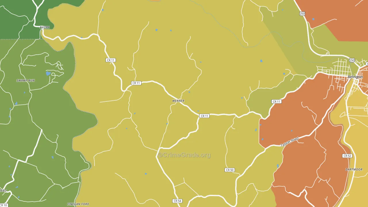 Werner, WV Map of Murder Rates