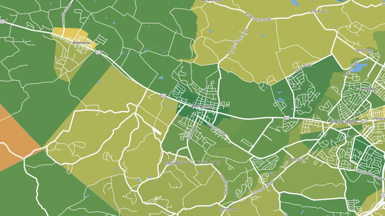 Wernersville, PA Map of Murder Rates